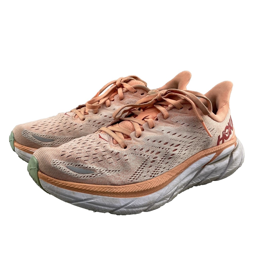Hoka One One Clifton 8 Running Shoe Women 8 B Salmon Sneaker Sportswear Training